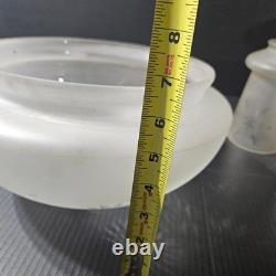 5 Antique 10 &2-1/4 Pan Light Chandelier Shades Dome Frosted Cut to clear globe