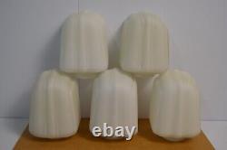 5 Antique Art Deco Clamshell Lamp Shades Frosted Milk Glass MCM Lighting Vanity