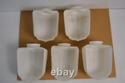 5 Antique Art Deco Clamshell Lamp Shades Frosted Milk Glass MCM Lighting Vanity