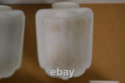 5 Antique Art Deco Clamshell Lamp Shades Frosted Milk Glass MCM Lighting Vanity