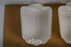 5 Antique Art Deco Clamshell Lamp Shades Frosted Milk Glass MCM Lighting Vanity