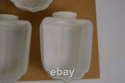 5 Antique Art Deco Clamshell Lamp Shades Frosted Milk Glass MCM Lighting Vanity