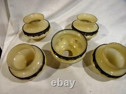 5-Vintage Custard Glass Lamp Shades/Chandeliers 4-Matching 1-Doesn't