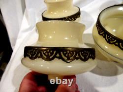 5-Vintage Custard Glass Lamp Shades/Chandeliers 4-Matching 1-Doesn't