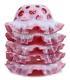 5 Vintage Fenton Art Glass Cranberry Opalescent Coin Dot Chandlier Lamp Shades