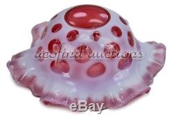 5 Vintage FENTON Art Glass Cranberry Opalescent Coin Dot Chandlier Lamp Shades