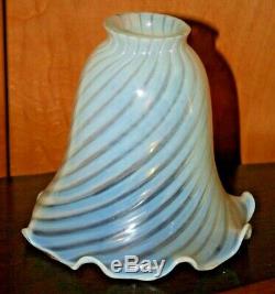 5 Vintage Fenton Opalescent Lamp Shades Twist Pattern Hand Blown Art Glass