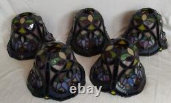 5 Vintage Tiffany Style Stained Glass Lamp Chandelier Shades Globes 5t x 7 w