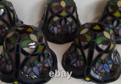 5 Vintage Tiffany Style Stained Glass Lamp Chandelier Shades Globes 5t x 7 w