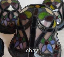 5 Vintage Tiffany Style Stained Glass Lamp Chandelier Shades Globes 5t x 7 w