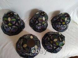 5 Vintage Tiffany Style Stained Glass Lamp Chandelier Shades Globes 5t x 7 w