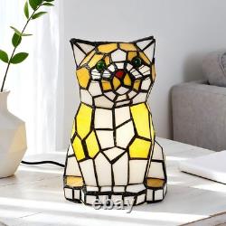 5-inch Modern Wrought Iron With Light Source, Tiffany Cat Glass Desk Lamp