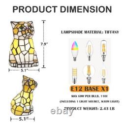5-inch Modern Wrought Iron With Light Source, Tiffany Cat Glass Desk Lamp