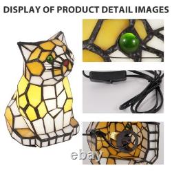 5-inch Modern Wrought Iron With Light Source, Tiffany Cat Glass Desk Lamp