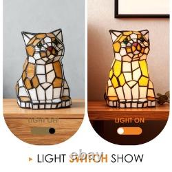 5-inch Modern Wrought Iron With Light Source, Tiffany Cat Glass Desk Lamp