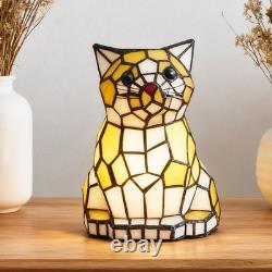 5-inch Modern Wrought Iron With Light Source, Tiffany Cat Glass Desk Lamp