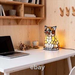 5-inch Modern Wrought Iron With Light Source, Tiffany Cat Glass Desk Lamp