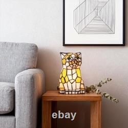 5-inch Modern Wrought Iron With Light Source, Tiffany Cat Glass Desk Lamp