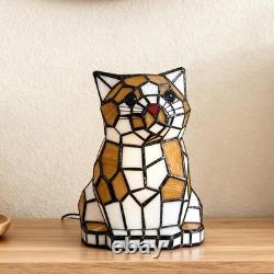 5-inch Modern Wrought Iron With Light Source, Tiffany Cat Glass Desk Lamp