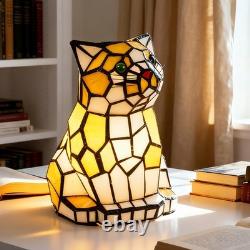 5-inch Modern Wrought Iron With Light Source, Tiffany Cat Glass Desk Lamp