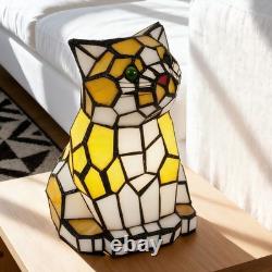 5-inch Modern Wrought Iron With Light Source, Tiffany Cat Glass Desk Lamp
