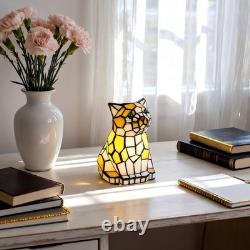 5-inch Modern Wrought Iron With Light Source, Tiffany Cat Glass Desk Lamp
