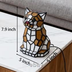 5-inch Modern Wrought Iron With Light Source, Tiffany Cat Glass Desk Lamp