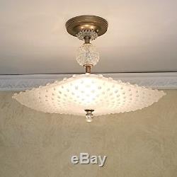 563 Vintage antique Hobnail Ceiling Light Lamp Fixture Glass shade Chandelier