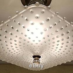 563 Vintage antique Hobnail Ceiling Light Lamp Fixture Glass shade Chandelier