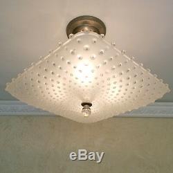 563 Vintage antique Hobnail Ceiling Light Lamp Fixture Glass shade Chandelier