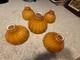 5pc Set Vintage Burnt Orange / Camel Ribbed Cased Glass Light Shades Hand-blown