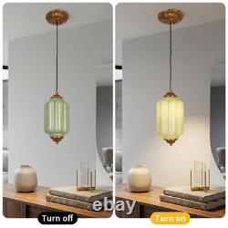 6 Inch Creative Green Glass Lamp, Small Pumpkin Bedside Dining Pendant Light, New