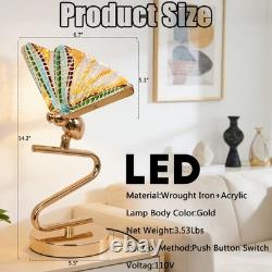 6'' Mini Creative Gold Lamp, Colorful Butterfly Table Lamp, 3-color Light Source