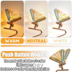 6'' Mini Creative Gold Lamp, Colorful Butterfly Table Lamp, 3-color Light Source