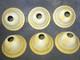 6 Victorian Yellow Opalescent Ruffle Bell Glass Lamp 7 Shades Vintage Frosted