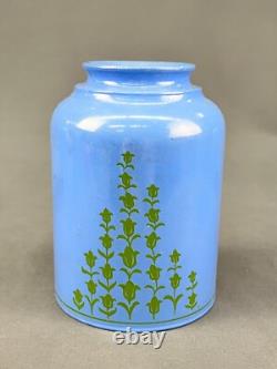 6 Vintage 5 Blue Glass Bell Lamp Shades with Green Tulip Flowers 2 1/4 Fitter