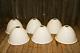 (6) Vintage Enamel Lamp Shade Set Porcelain Industrial Ceiling Fixture Lot White