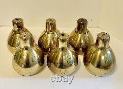 6 Vtg Mid Century Modern Atomic Brass Cone Shades Sconce Lights Pole Lamp Parts