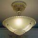 603 Vintage Antique Art Deco Glass Shade Ceiling Light Lamp Jadeite Chandelier