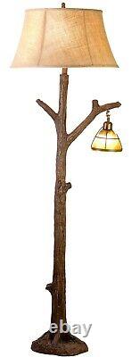 63.5H Tree Floor Lamp with Glass Night Light Branch Rustic Lodge CFL131211