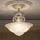 663b Vintage Ceiling Light Lamp Chandelier Fixture Glass Shade Beige 1 Of 2