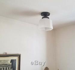 684 Vintage antique Ceiling Light aRT Deco Lamp Fixture Glass shade bath hall