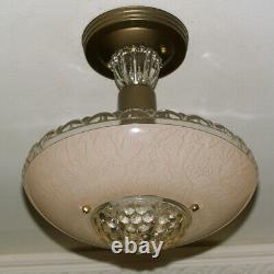 699 Vintage antique aRT DEco Ceiling Light Lamp Fixture Glass Shade Chandelier