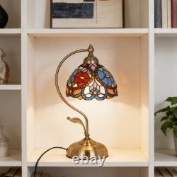 7.5 Inch Mini Tiffany Desk Light, 1-head Blue And Red Bead Table Lamp, New Light