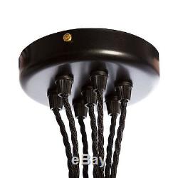 7 Vintage pendant light cluster + 7 Edison bulbs + Ceiling Rose + Braided leads