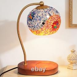 7-in Mini Tiffany Table Lamp, Mosaic Aromatherapy Wax Lamp, Including Light Bulb