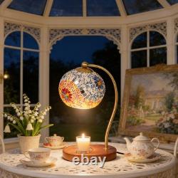 7-in Mini Tiffany Table Lamp, Mosaic Aromatherapy Wax Lamp, Including Light Bulb
