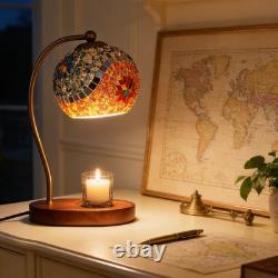 7-in Mini Tiffany Table Lamp, Mosaic Aromatherapy Wax Lamp, Including Light Bulb