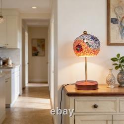 7-in Mini Tiffany Table Lamp, Mosaic Aromatherapy Wax Lamp, Including Light Bulb