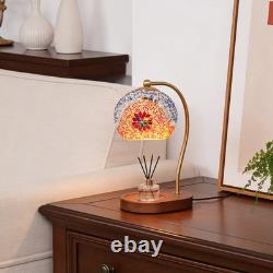 7-in Mini Tiffany Table Lamp, Mosaic Aromatherapy Wax Lamp, Including Light Bulb